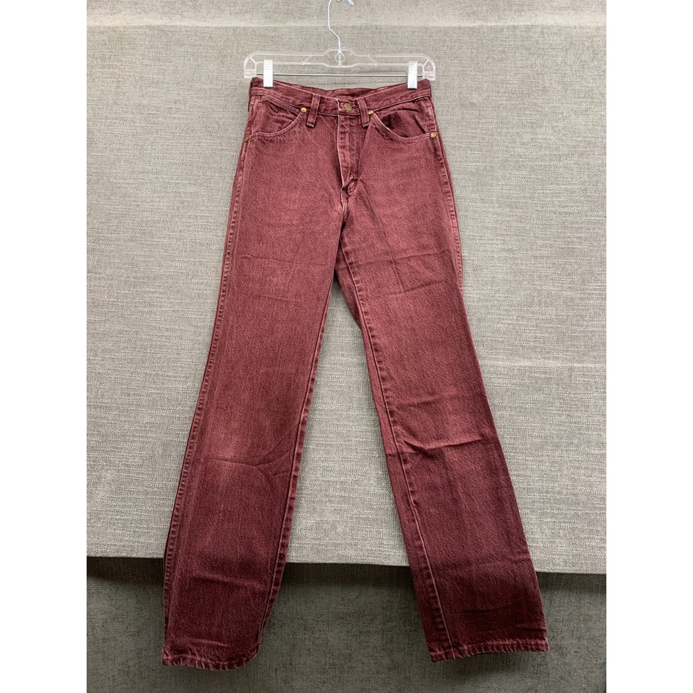 Wrangler Jeans Womens 26x32 Burgundy Cotton Straight Leg Outdoor Casual Slim Fit
